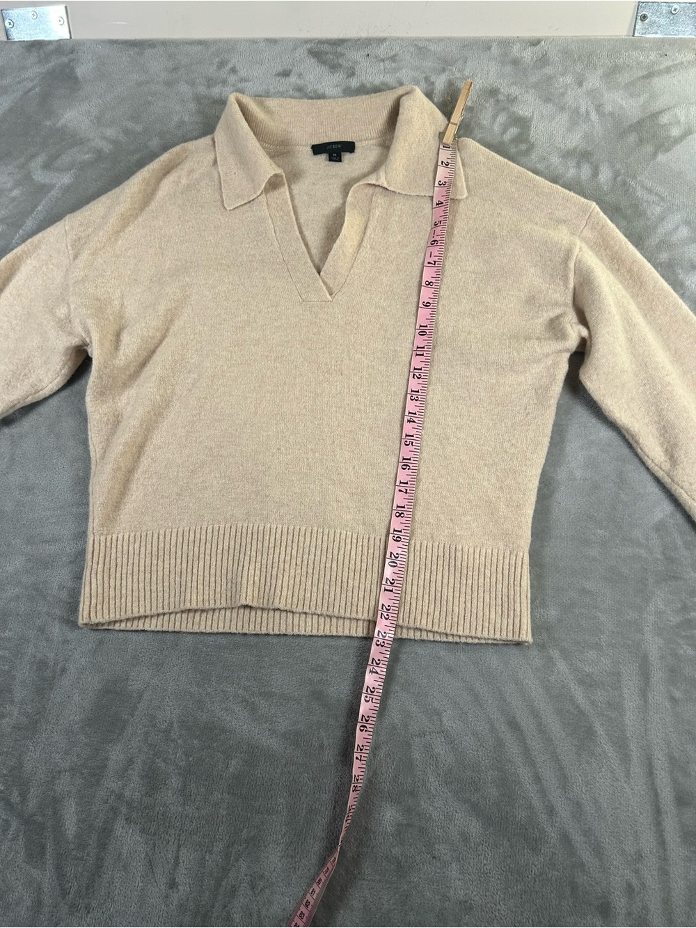 J.Crew Cropped Collared V-Neck Sweater in Beige - Picture 10 of 11